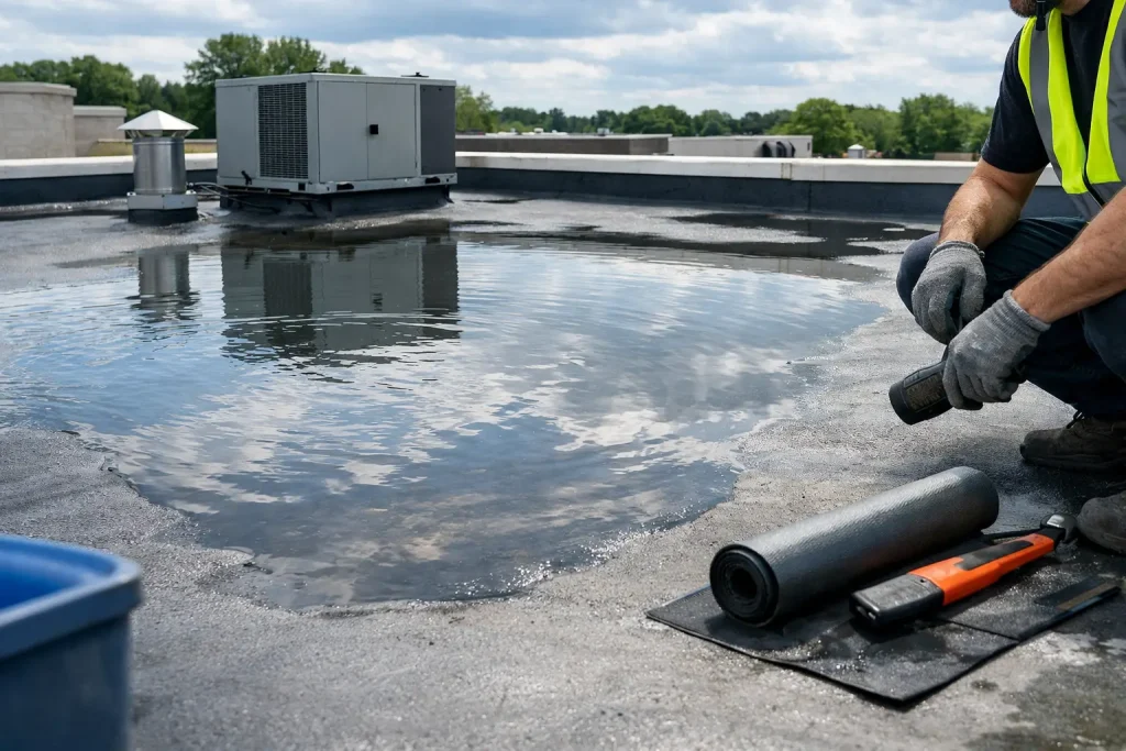 Flat Roof Ponding Water: Causes and Fixes